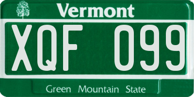VT license plate XQF099