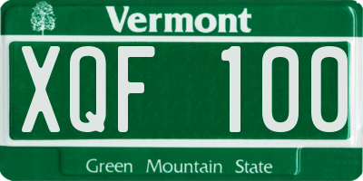 VT license plate XQF100