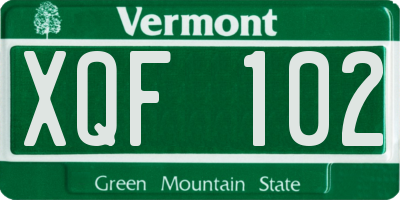 VT license plate XQF102