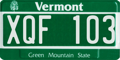 VT license plate XQF103