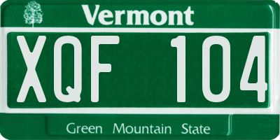 VT license plate XQF104
