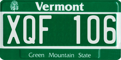 VT license plate XQF106