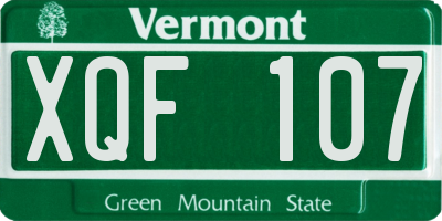 VT license plate XQF107