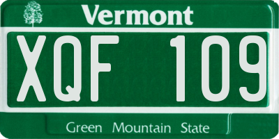 VT license plate XQF109