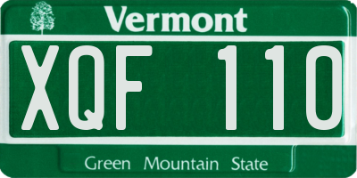 VT license plate XQF110
