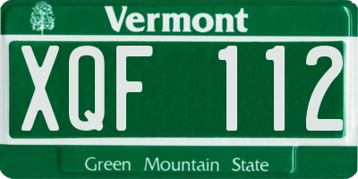 VT license plate XQF112