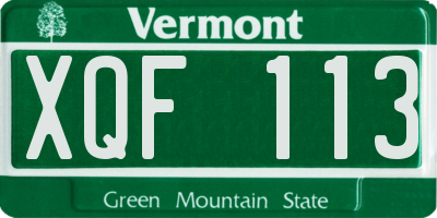 VT license plate XQF113