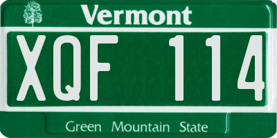 VT license plate XQF114