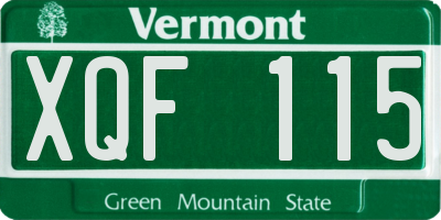 VT license plate XQF115