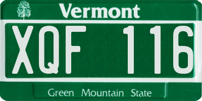 VT license plate XQF116