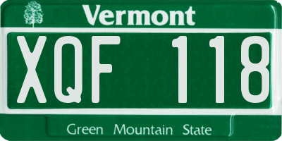 VT license plate XQF118