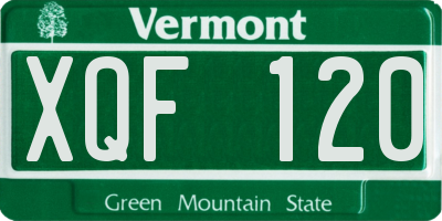 VT license plate XQF120