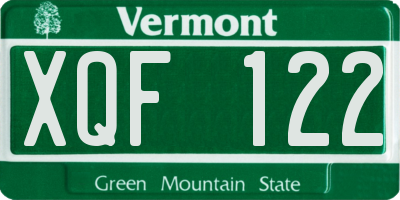 VT license plate XQF122