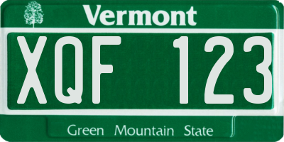 VT license plate XQF123