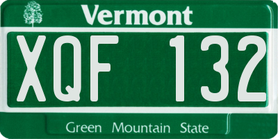 VT license plate XQF132