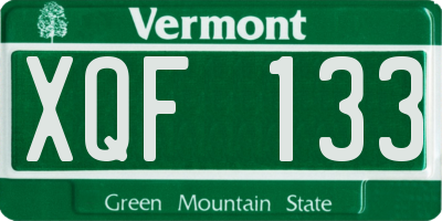 VT license plate XQF133