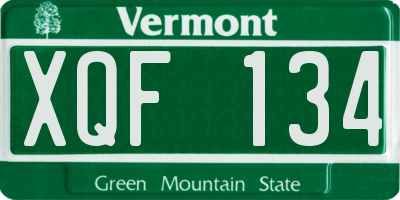 VT license plate XQF134