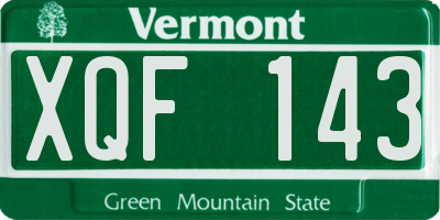 VT license plate XQF143