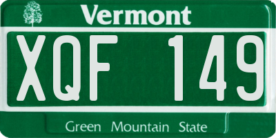 VT license plate XQF149