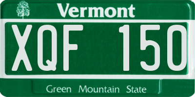 VT license plate XQF150