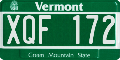 VT license plate XQF172