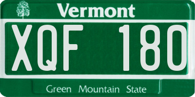 VT license plate XQF180