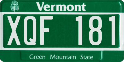 VT license plate XQF181