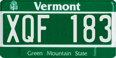 VT license plate XQF183