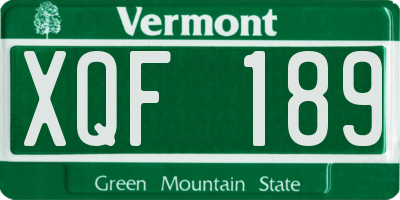 VT license plate XQF189