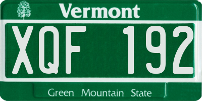 VT license plate XQF192