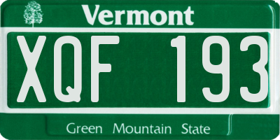 VT license plate XQF193