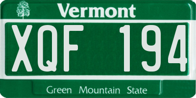 VT license plate XQF194