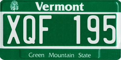 VT license plate XQF195