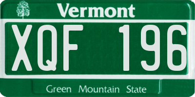 VT license plate XQF196