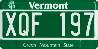 VT license plate XQF197