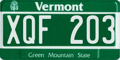 VT license plate XQF203