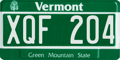 VT license plate XQF204