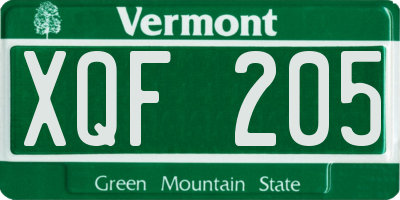 VT license plate XQF205