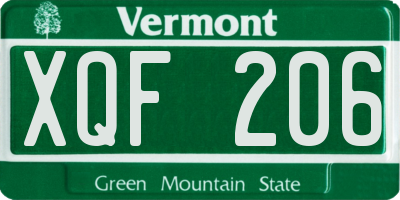 VT license plate XQF206