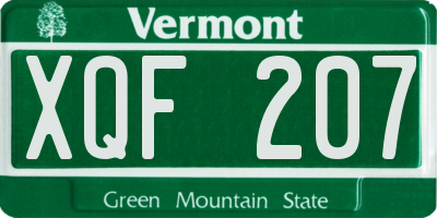 VT license plate XQF207