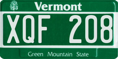 VT license plate XQF208