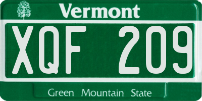 VT license plate XQF209
