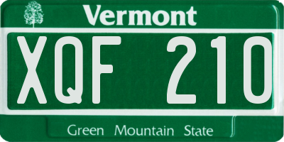VT license plate XQF210