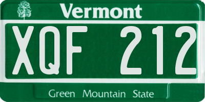 VT license plate XQF212