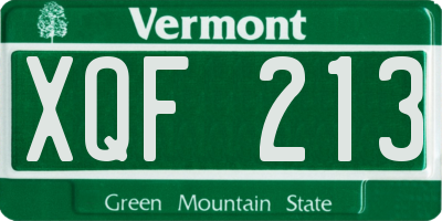 VT license plate XQF213