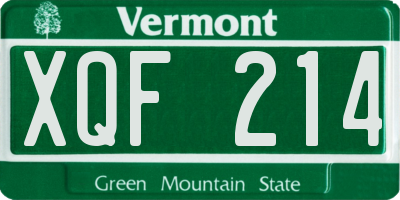 VT license plate XQF214