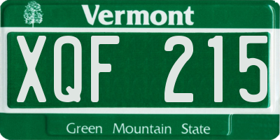 VT license plate XQF215