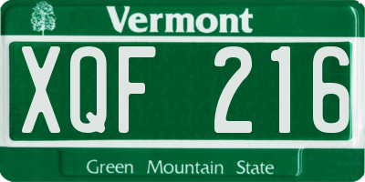 VT license plate XQF216