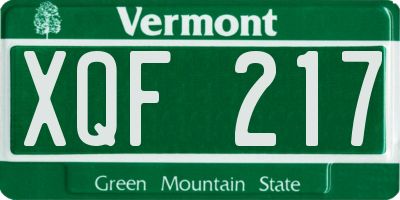 VT license plate XQF217