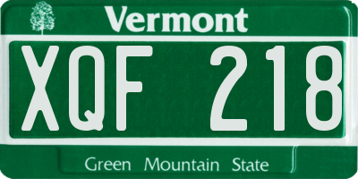 VT license plate XQF218